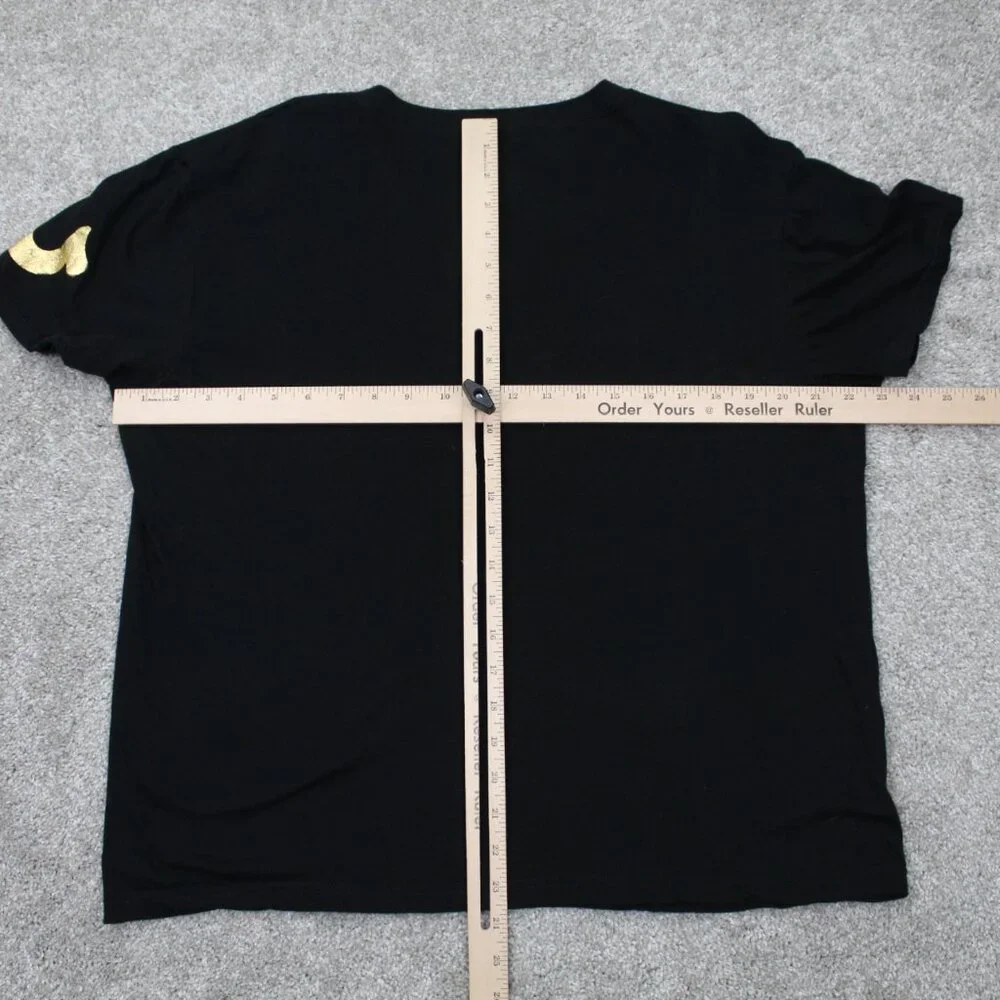 True Religion Shirt Mens Large Black V-Neck 100%‎ Cotton Short Sleeve Pullover